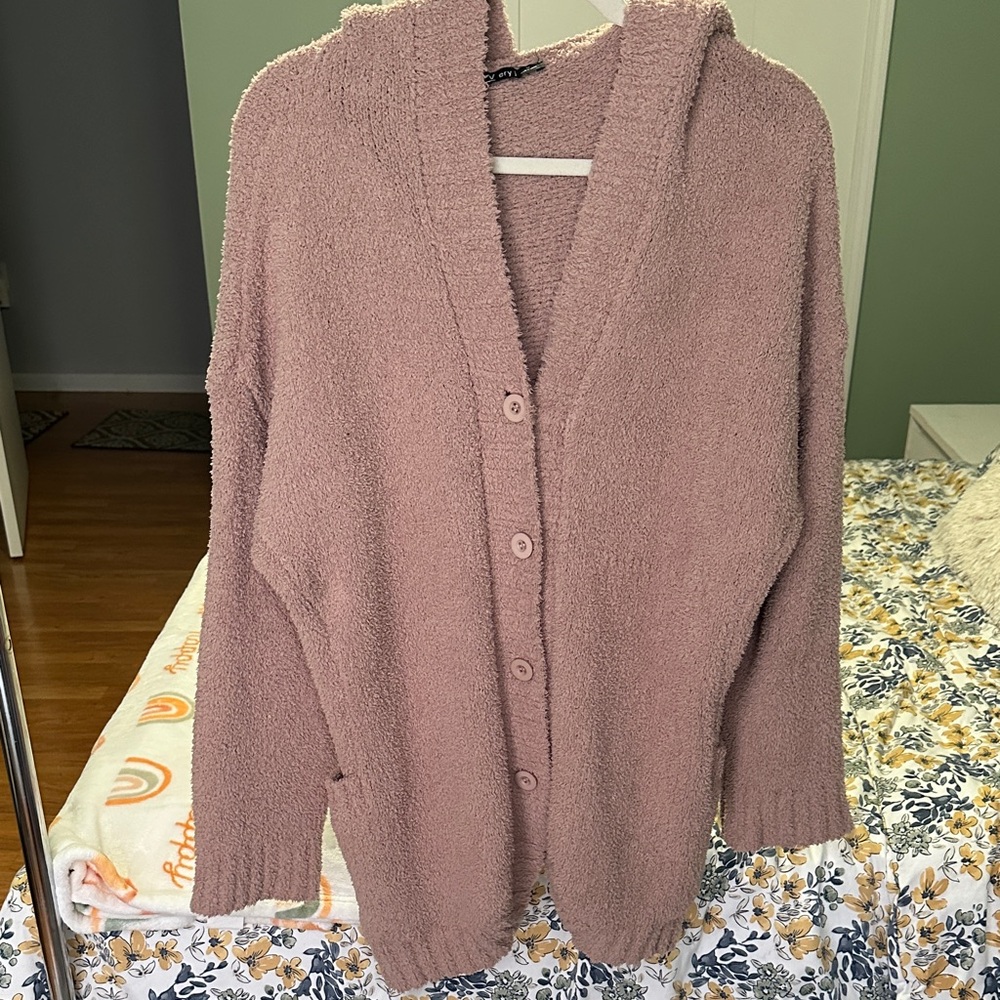 Cozy Tan Button-Up Cardigan